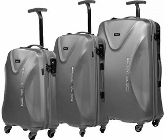 Комплект пластиковых чемоданов на 4-х колесах March Twist, серый
